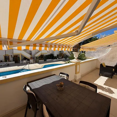 Sunny Terrace With Pools In